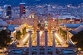 View over Plaça Espanya Plaza España in Barcelona, Spain