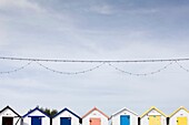 Line of small wood houses in the seafront of Torquay, England