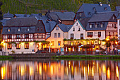 View of Beilstein in the evening light with the old custom house, Altes Zollhaus, Mosel, Rhineland-Palatinate, Germany, Europe