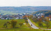 View towards Gemuenden, Westerwald, Rhineland-Palatinate, Germany, Europe