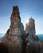 Person on a rock, Hochiss, Rofan, Tyrol, Austria