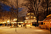 Christmas market at Chinese Tower, English Garden, Munich, Bavaria, Germany
