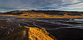 Stori-Dimon mountain, Markarfljot river at the foot of the Eyjafjallajokull glacier, South Iceland, Iceland