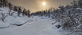 Winterlandschaft, Kvanndalen, Hordaland, Norwegen
