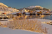 Village of Moskenes in Winter, Moskenesoya, Lofoten, Nordland, Norway