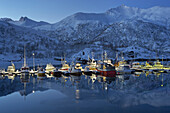 Sildpollneset harbour, Vestpollen, Austnesfjorden, Austvagoya, Lofoten, Nordland, Norway