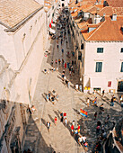 CROATIA, Dubrovnik, Dalmatian Coast, high angle view of busy Dubrovnik street