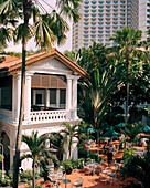 SINGAPORE, Asia, elevated view of Raffles hotel inner garden.