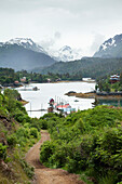 ALASKA, Homer, an overall view of Halibut Cove in the evening time