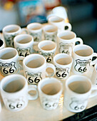 USA, Arizona, mugs with route 66 symbol on it, Winslow