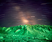 USA, California, mountain with long exposure of stars, Death Valley National Park