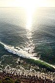 USA, California, Malibu, birds eye view of a wave breaking at Big Dume