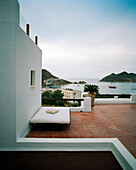 GREECE, Patmos, Grikos, Dodecanese Island, private balcony of a suite at the Petra Hotel