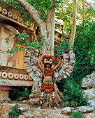 MEXICO, Maya Riviera, Mayan Indian man in ceremonial costume, Yucatan Peninsula