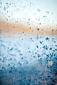 MEXICO, Baja Sur, water drops fly through the air from the motor of a fishing boat, Magdalena Bay