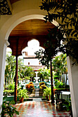 NICARAGUA, Granada, looking into the center courtyard at the Dario Hotel, downtown