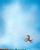 USA, Tennessee, motocross rider getting big air during a race