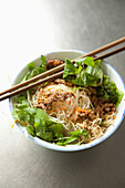 VIETNAM, Hue, Huyen Anh restaurant, a bowl of bun thit nuong (rice vermicelli topped with grilled pork & salad)