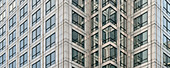 Detail of skyscraper facade, Canary Wharf, City of London, England, United Kingdom, Europe