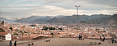 Panoramic view of the former Inca capital Cusco with red roofs, Cuzco, Peru, Andes, South America