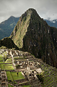 Blick auf Inka Ruinen im Abendlicht, Machu Picchu, Cusco, Cuzco, Peru, Anden, Südamerika