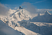 Zinalrothorn und Obergabelhorn, Val d Anniviers, Zermatt, Kanton Wallis, Schweiz