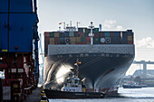 Container ship in Container Terminal Burchardkai, Hamburg, Germany