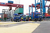 Container loading a truck in the port of Hamburg, Hamburg, Germany