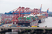 View over the Eurogate terminals, Hamburg, Germany