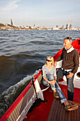 Couple on a ship, Hamburg Harbor, Hamburg, Germany