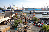 Strand Pauli, Beachbar, Hafenstraße, Hamburg, Deutschland