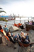 Beach bar Strand Pauli, Hafenstrasse, Hamburg harbour, Germany