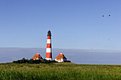 Leuchtturm Westerheversand, Halbinsel Eiderstedt, Schleswig-Holstein, Deutschland