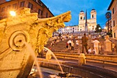 Piazza di Spagna square, Trinita dei Monti church and the Spanish Steps, Rome, Lazio, Italy