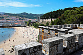 Monterreal castle and Marina, Baiona, Pontevedra, Galicia, Spain.