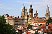 Cathedral from Alameda park, Santiago de Compostela, A Coruña province, Galicia, Spain.