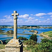 La Croix de Maudez cross 18th Century and coastline Bréhat island Brittany France