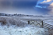 Salthouse village and grazing marshes Norfolk in Winter snow