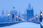 Czech Republic, Prague - Charles Bridge in winter