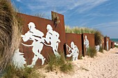 France, Normandy Region, Calvados Department, D-Day Beaches Area, Courseulles Sur Mer, Juno Beach site of WW2 D-Day invasion, mural of Canadian soldiers