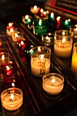France, Normandy Region, Manche Department, Mont St-Michel, Parrish Church, votive candles