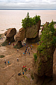 Tourists around Hopewell Rocks on the Bay of Fundy, Hopewell Cape, New Brunswick
