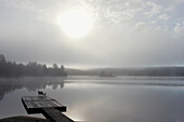 Dock in Morning Fog, Oxtongue Lake, Dwight, Ontario