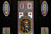Romania, Targu Mures, Culture Palace, stained glass window, writer M