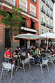 Spain, Madrid,  street cafe, people