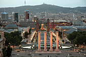 Spain, Catalonia, Barcelona, Av. de la Reina Maria Cristina, skyline