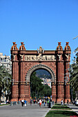 Spain, Catalonia, Barcelona, Arc de Triomf, people