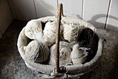 France : The wool spinning wheel and the spindle on the Causse du Larzac.