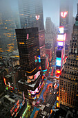 Aerial view of Times Square in New York City, New York State, United State, USA