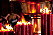 Red Candles Burning At Longshan Temple Taipei, Taiwan, Asia